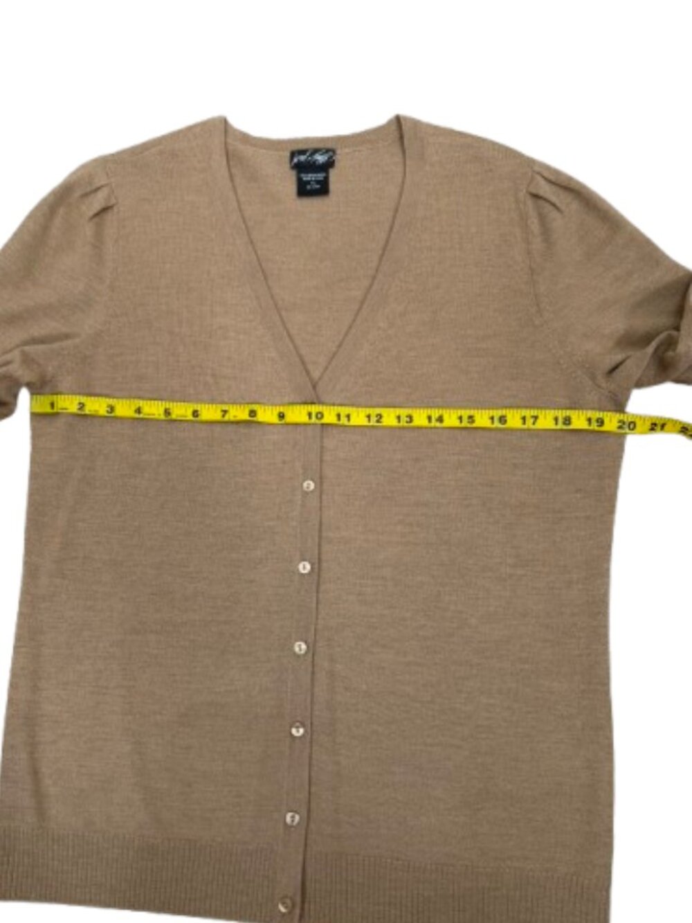 Lord & Taylor 100% Merino Wool Cardigan Size XL in Tan - Picture 8 of 9